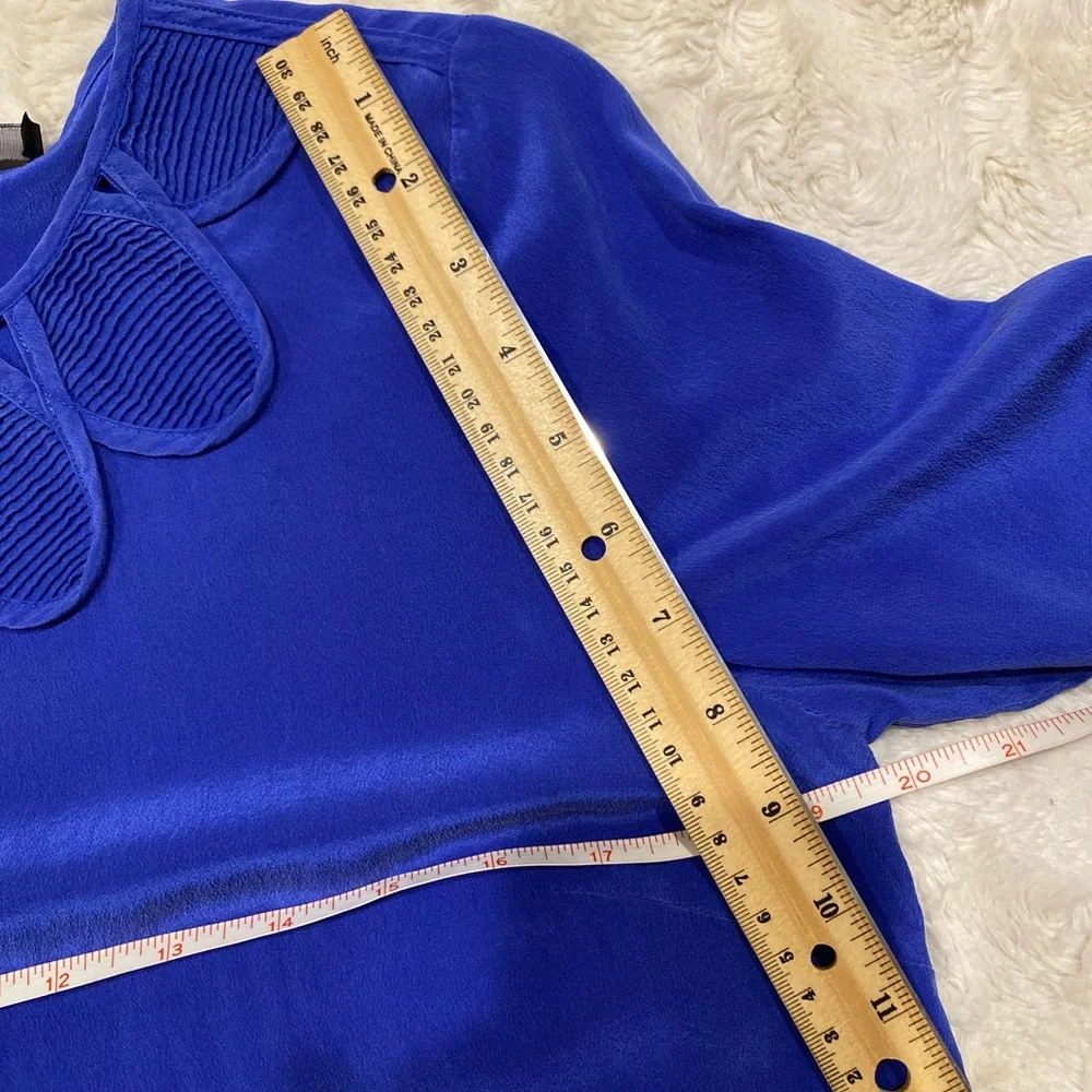 J Crew Elegant Royal Blue Women's Blouse with 3/4 sleeves size 10